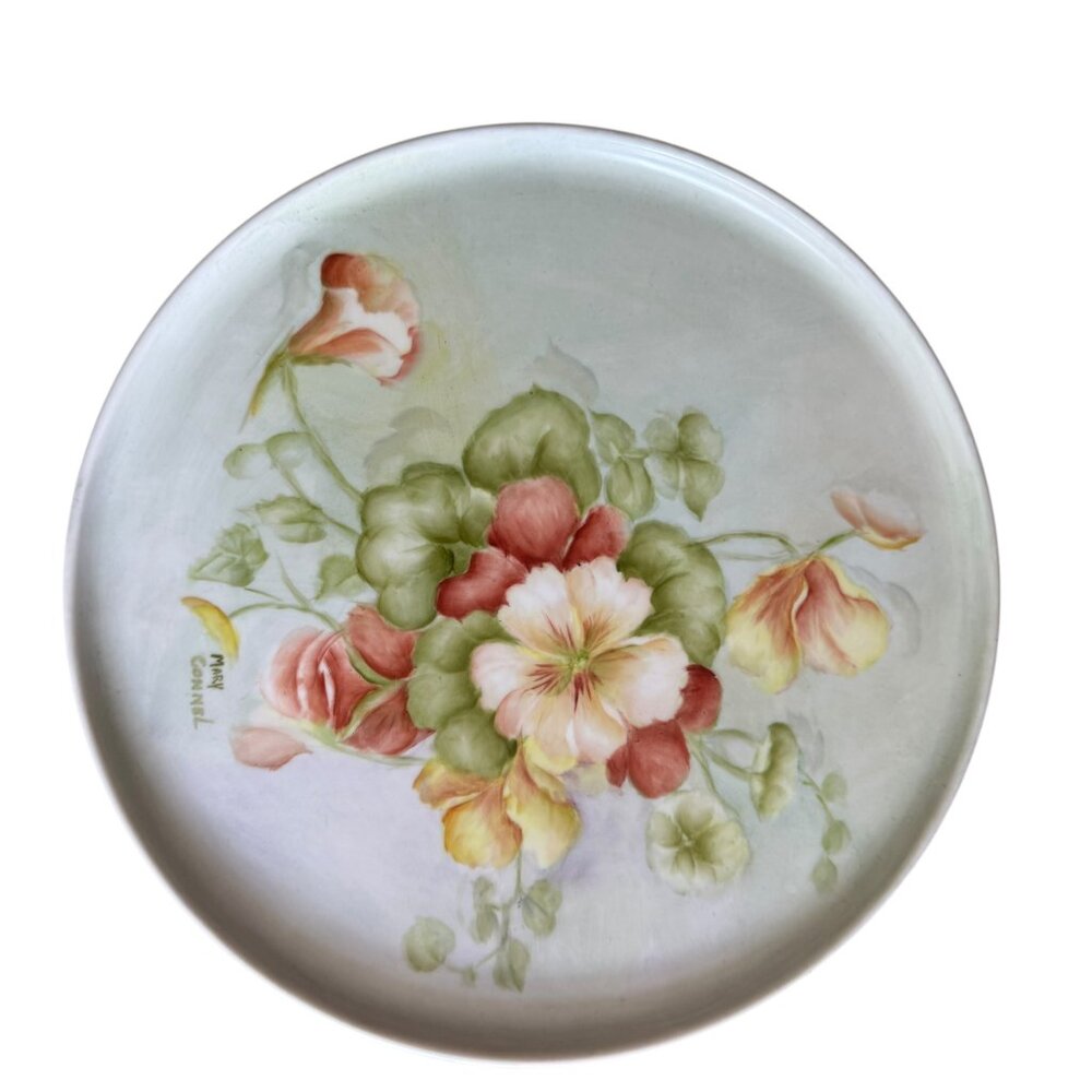 Handcrafted Ceramic Plate Floral Vanity Tray Plate Catchall Wall Decor OOAK